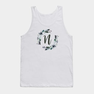 Floral Monogram N Dark Bohemian Flora Tank Top